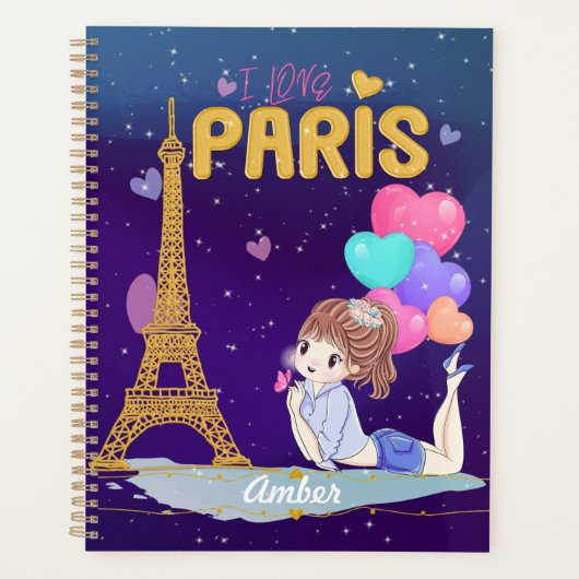 Gold I Love Paris Eiffel Tower Planner (Voorkant)