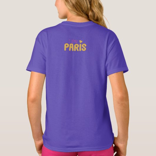 Gold I Love Paris Eiffel Tower T-shirt (Achterkant)