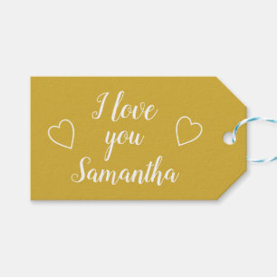 Gold I Love You Personated Name Cadeaulabel