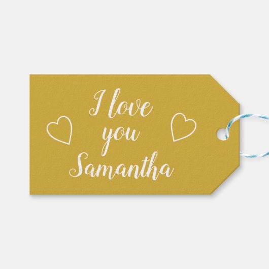 Gold I Love You Personated Name Cadeaulabel (Voorkant (Horizontaal))