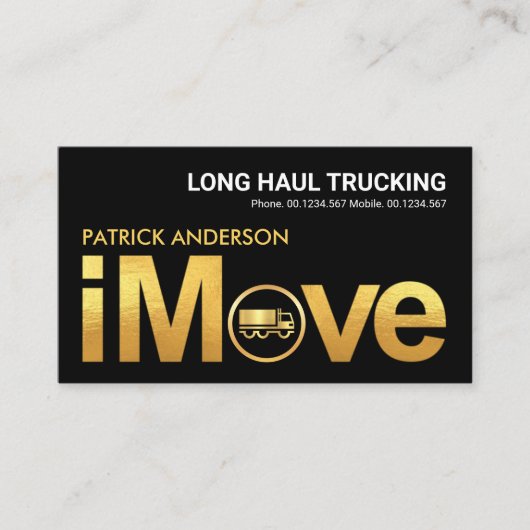 Gold "I Move" Signage Truck Home Mover Visitekaartje (Voorkant)