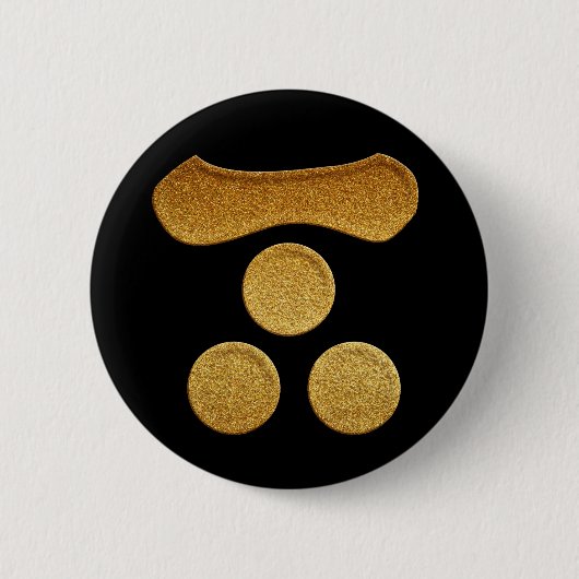 Gold Ichimonji Mitsuboshi Kamon Ronde Button 5,7 Cm (Voorkant)