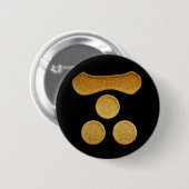 Gold Ichimonji Mitsuboshi Kamon Ronde Button 5,7 Cm (Voorkant /achterkant)