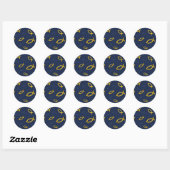 Gold Ichthus Pattern op Navy Blue Background Ronde Sticker (Vel)