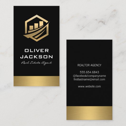 Gold Icon Real Estate Lux Gold Trim Visitekaartje (Voorkant / Achterkant)