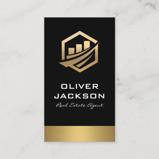 Gold Icon Real Estate Lux Gold Trim Visitekaartje (Voorkant)