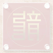 Gold Ideogram Dragon Chinees Jaar dierentuin Birth Glazen Onderzetter (Achterkant)