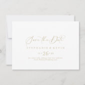 Gold Idyllic kalligrafie Horizontal Wedding Save The Date (Voorkant)