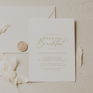 Gold Idyllic kalligraphy Wedding Breakfast Kaart