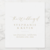 Gold Idyllic stijlvolle kalligrafie bruiloft Wijn Etiket (Enkel label)