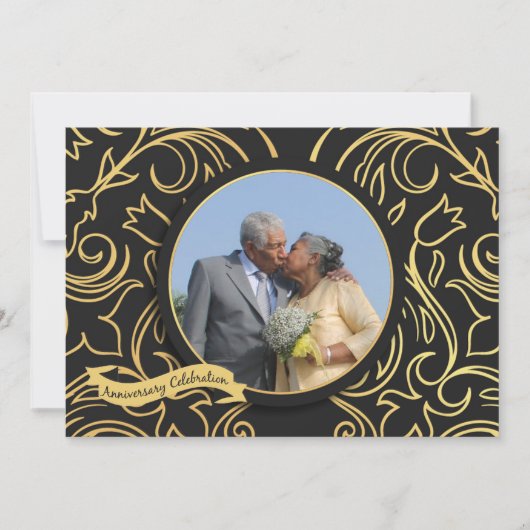 Gold Impression Foto Jubileum Invitation Kaart (Voorkant)