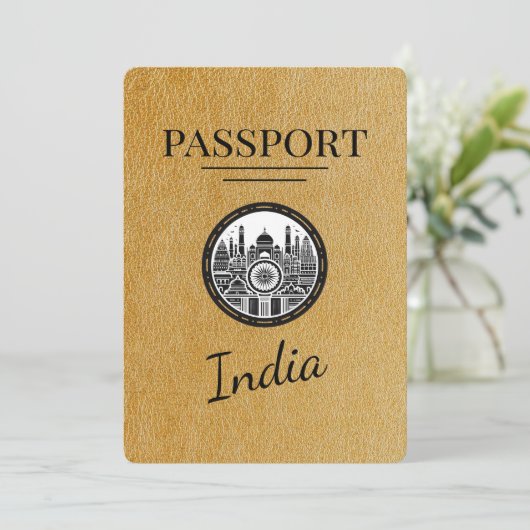 Gold India Passport Bewaar de datum Save The Date (Staand voorkant)