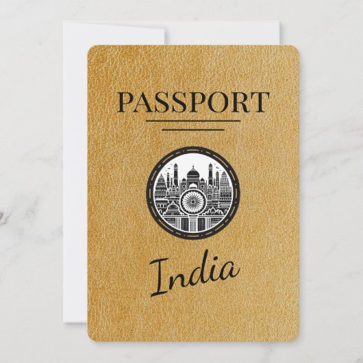 Gold India Passport Bewaar de datum Save The Date (Voorkant)