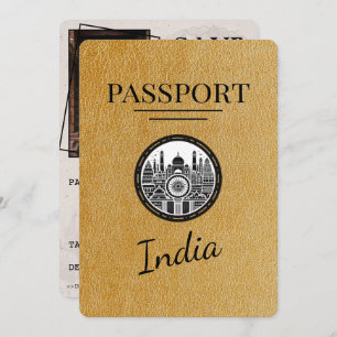 Gold India Passport Bewaar de datum Save The Date