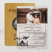 Gold India Passport Wedding Invitation Kaart (Voorkant / Achterkant)