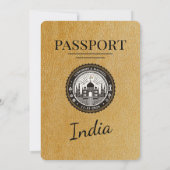 Gold India Passport Wedding Invitation Kaart (Achterkant)