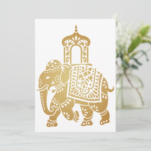Gold Indian Elephant Kaart (Staand voorkant)