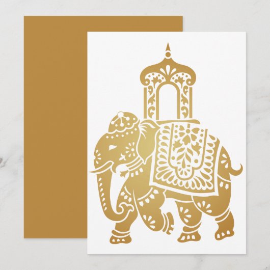 Gold Indian Elephant Kaart (Voorkant / Achterkant)