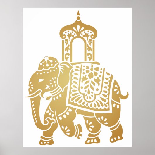 Gold Indian Elephant Poster (Voorkant)