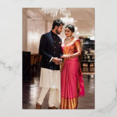 Gold Indian Engagement Party Folie Uitnodiging (Achterkant)