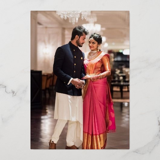 Gold Indian Engagement Party Folie Uitnodiging (Achterkant)