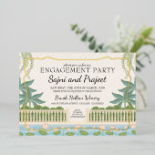 Gold Indian Engagement Party Folie Uitnodiging (Staand Voorkant)