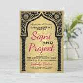 Gold Indian Engagement Party Kaart (Staand voorkant)