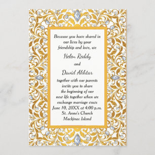Gold Indian Hindu Wedding Invitation Kaart