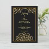 Gold Indian Mandala Wedding Invitation Kaart (Staand voorkant)