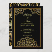 Gold Indian Mandala Wedding Invitation Kaart (Voorkant / Achterkant)