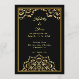 Gold Indian Mandala Wedding Invitation Kaart
