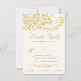 Gold Indian Paisley Menu Keuze RSVP-kaart