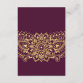 Gold Indian Paisley Wedding Details Kaart invoegen (Achterkant)
