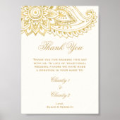 Gold Indian Paisley Wedding in Lieu of Favors Sign Poster (Voorkant)
