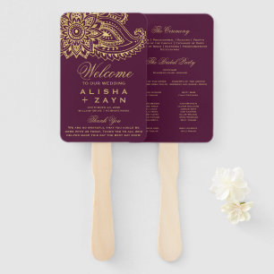 Gold Indian Paisley Wedding Program Handwaaier