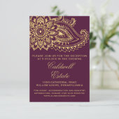 Gold Indian Paisley Wedding Reception Kaart (Staand voorkant)