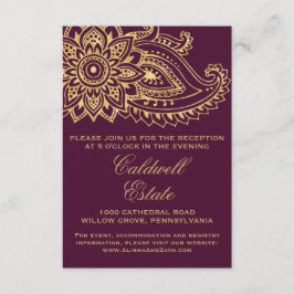 Gold Indian Paisley Wedding Reception Kaart