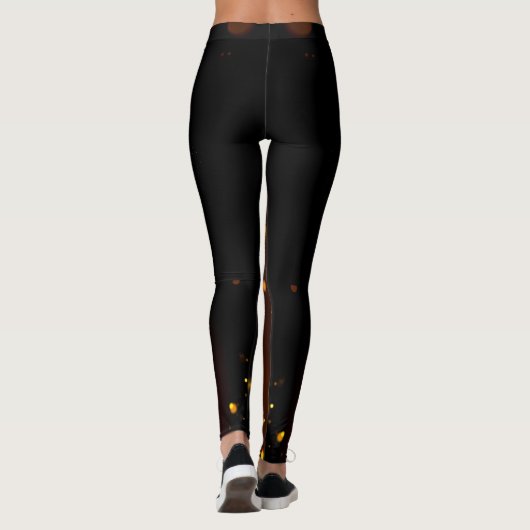 Gold Infinity schitteren glanzende zwarte Leggings (Achterkant)