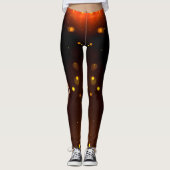 Gold Infinity schitteren glanzende zwarte Leggings (Voorkant)