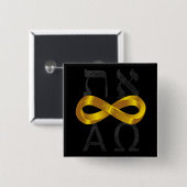 Gold Infinity-symbool. Aleph Tav - Alpha en Omega Vierkante Button 5,1 Cm (Voorkant /achterkant)