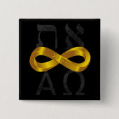 Gold Infinity-symbool. Aleph Tav - Alpha en Omega Vierkante Button 5,1 Cm (Voorkant)
