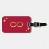 Gold Infinity Symbool & Confetti op Bourgondië Bagagelabel (Voorkant horizontaal)