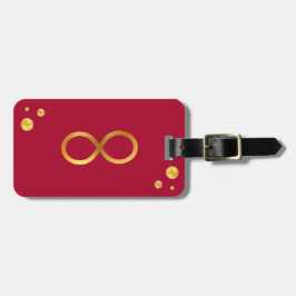 Gold Infinity Symbool & Confetti op Bourgondië Bagagelabel