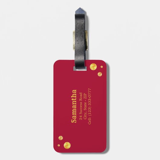 Gold Infinity Symbool & Confetti op Bourgondië Bagagelabel (Achterkant verticaal)