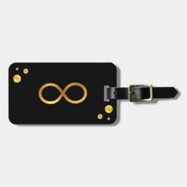 Gold Infinity Symbool & Golden Confetti op zwart Bagagelabel