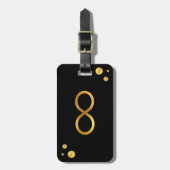 Gold Infinity Symbool & Golden Confetti op zwart Bagagelabel (Voorkant verticaal)