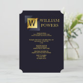 Gold Initiaal Invitation Kaart (Staand voorkant)