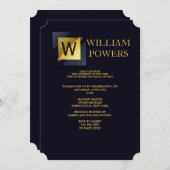 Gold Initiaal Invitation Kaart (Voorkant / Achterkant)