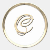 Gold Initiaal Monogram C Manuscript Enige Kleur Ronde Sticker (Voorkant)
