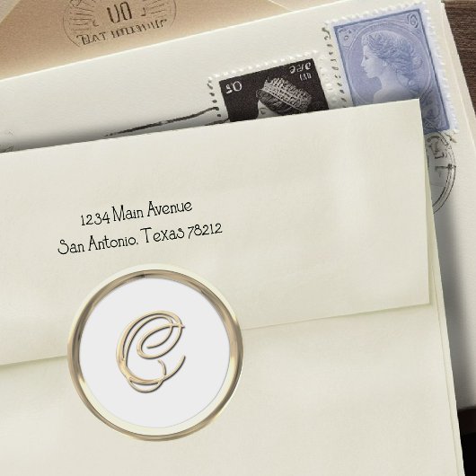 Gold Initiaal Monogram C Manuscript Enige Kleur Ronde Sticker